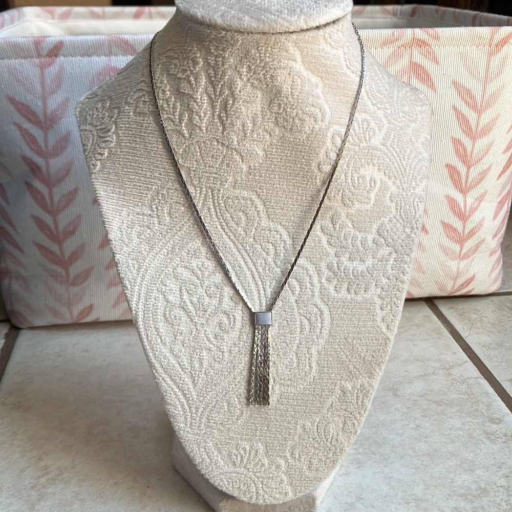 Vintage Avon Silver Toned Tassel Necklace